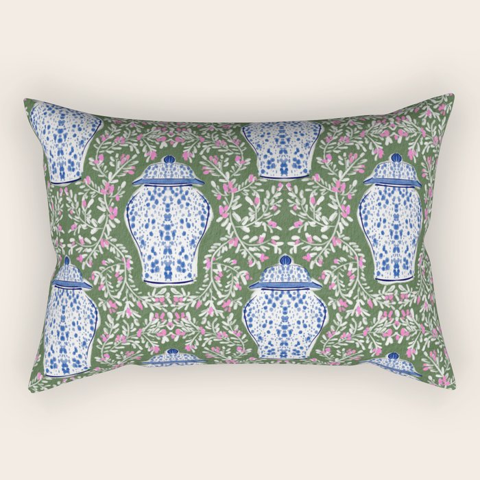 Chinoiserie Blossoms Rectangular Pillow Gallery Image 1