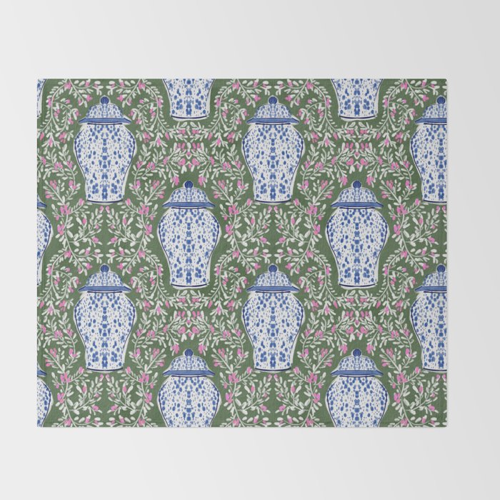 Chinoiserie Blossoms Throw Blanket Gallery Image 2