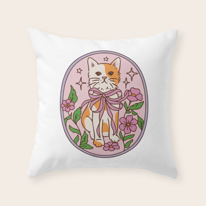 Kitten Badge Throw Pillow Gallery Image 1