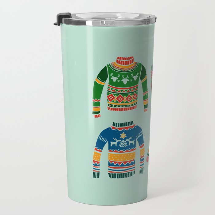 Vintage Ugly Christmas Sweaters: Mint Green Edition Travel Mug Gallery Image 3