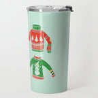 Vintage Ugly Christmas Sweaters: Mint Green Edition Travel Mug Gallery Image 2