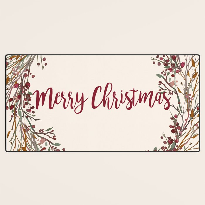 Merry Christmas Wreath Desk Mat Gallery Image 3