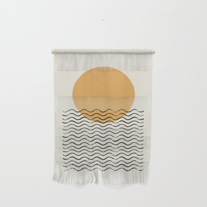 Ocean wave gold sunrise - mid century style Wall Hanging Gallery Image 1