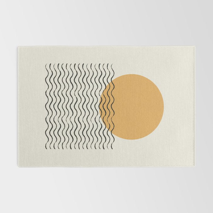 Ocean wave gold sunrise - mid century style Rug Gallery Image 2