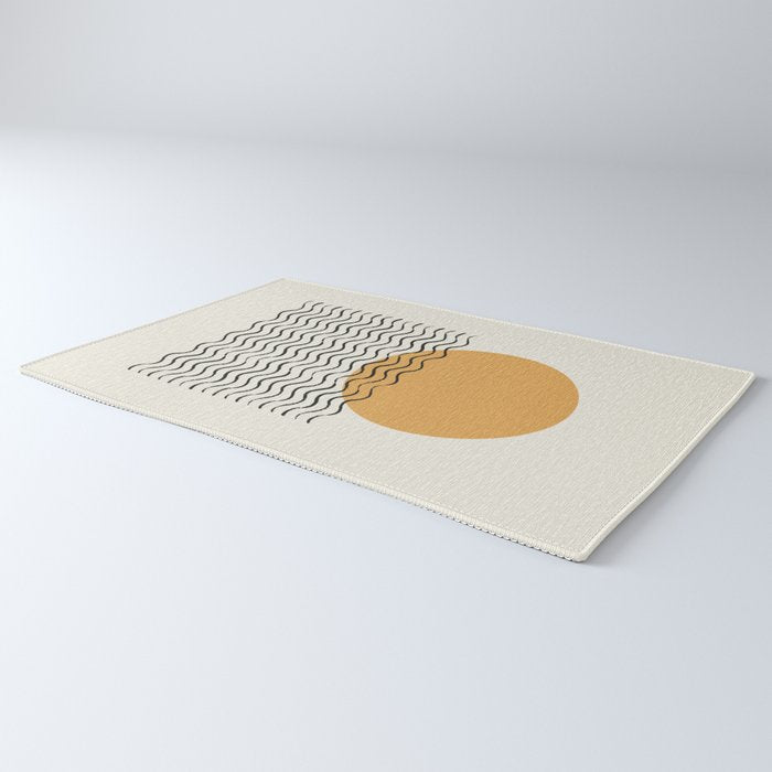 Ocean wave gold sunrise - mid century style Rug Gallery Image 3