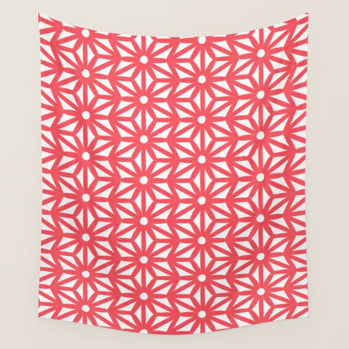 Asanoha Pattern - Coral Wall Tapestry Gallery Image 1