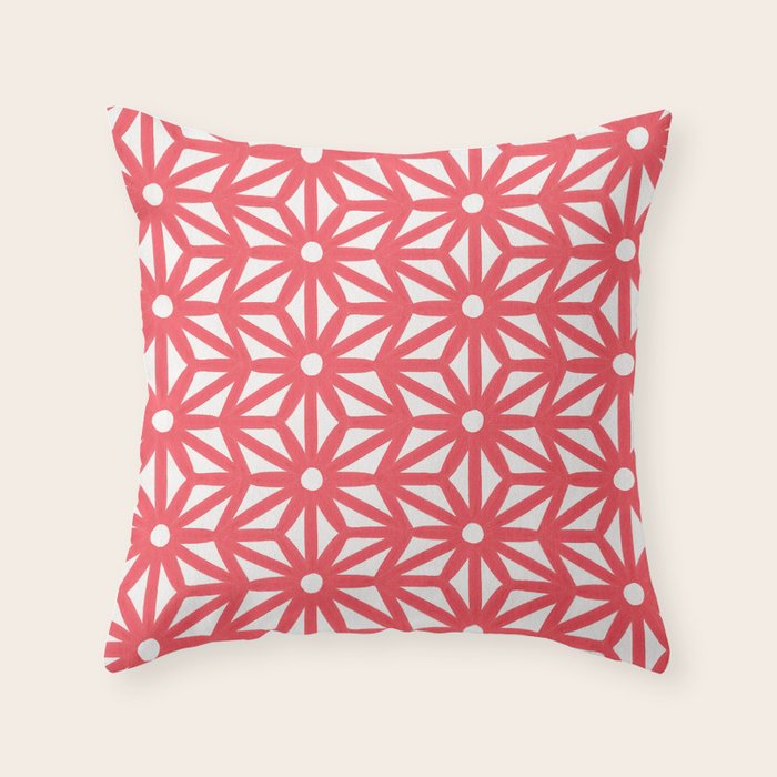 Asanoha Pattern - Coral Throw Pillow Gallery Image 6