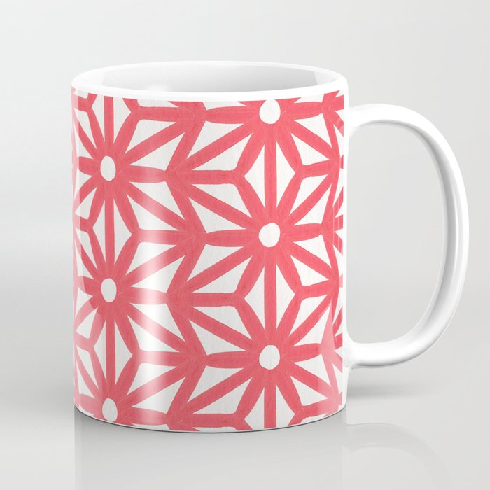 Asanoha Pattern - Coral Coffee Mug Gallery Image 1