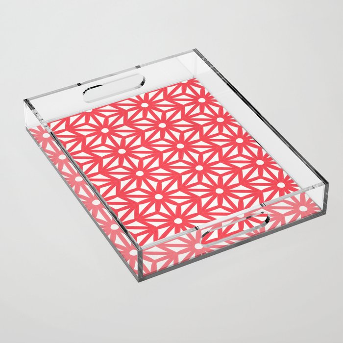 Asanoha Pattern - Coral Acrylic Tray Gallery Image 1