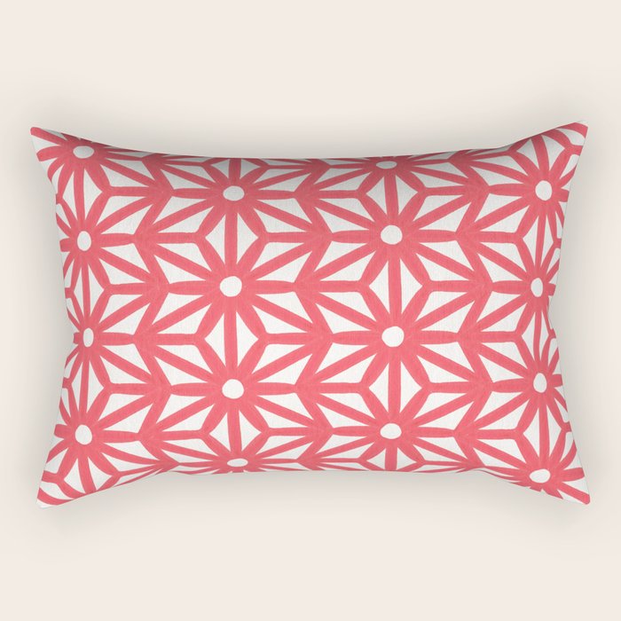Asanoha Pattern - Coral Rectangular Pillow Gallery Image 1