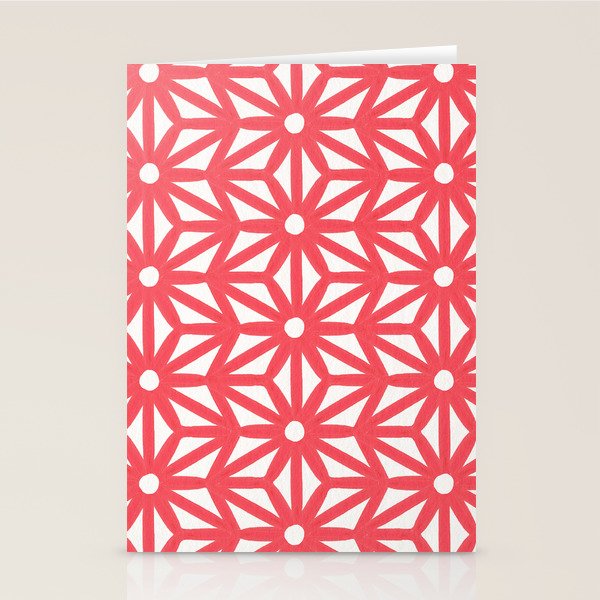 Asanoha Pattern - Coral Stationery Card Gallery Image 1