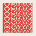 Asanoha Pattern - Coral Wood Wall Art Gallery Image 1