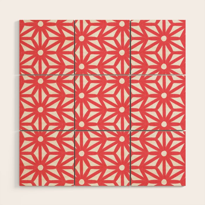 Asanoha Pattern - Coral Wood Wall Art Gallery Image 1