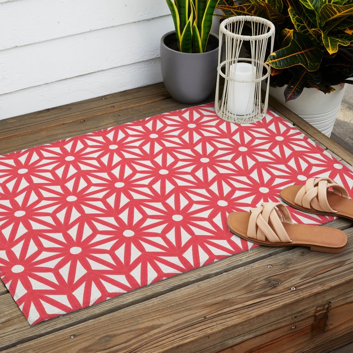 Asanoha Pattern - Coral Outdoor Rug Gallery Image 2