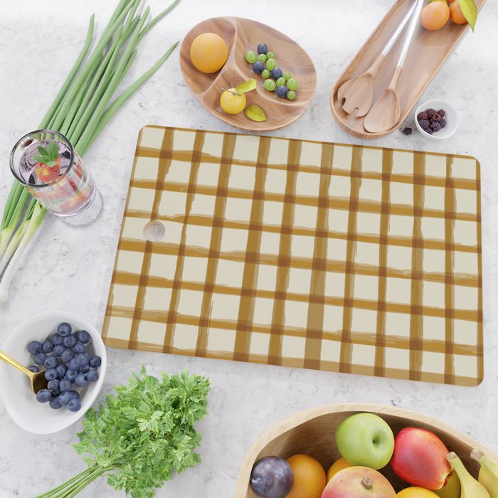 Spring Cottage Gingham - Vintage Yellow Cutting Board Gallery Image 2