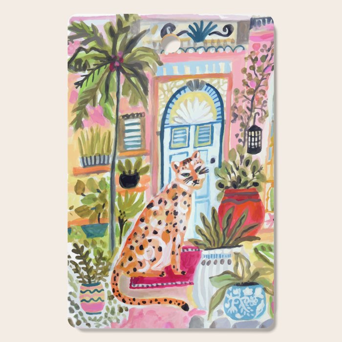 Cheetah in the City Pink Cutting Board Gallery Image 1