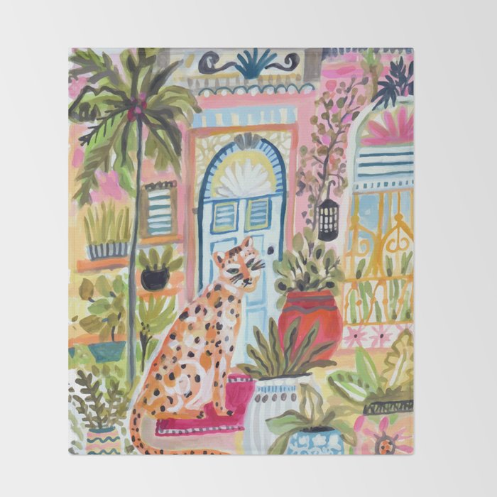 Cheetah in the City Pink Throw Blanket Gallery Image 2