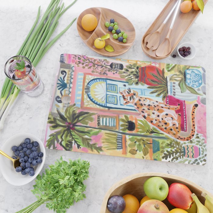 Cheetah in the City Pink Cutting Board Gallery Image 2