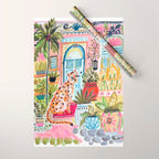 Cheetah in the City Pink Wrapping Paper Gallery Image 1