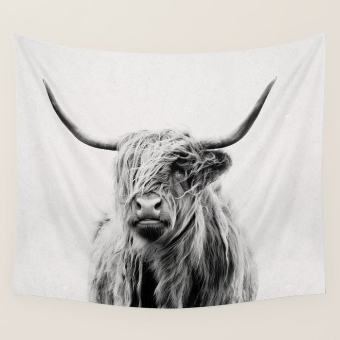 portrait of a highland cow Wall Tapestry Gallery Image 4