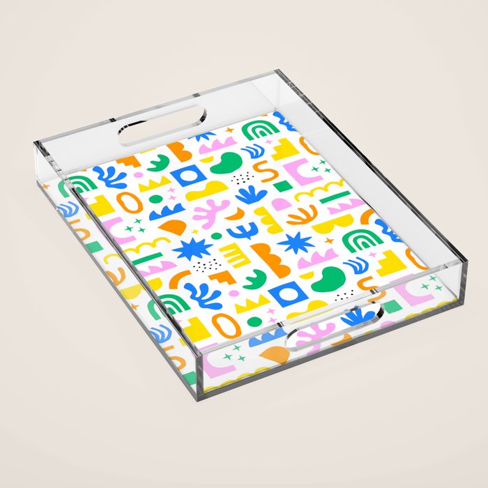 Colorful abstract organic shape art pattern Acrylic Tray Gallery Image 1