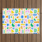 Colorful abstract organic shape art pattern Outdoor Rug Gallery Image 1