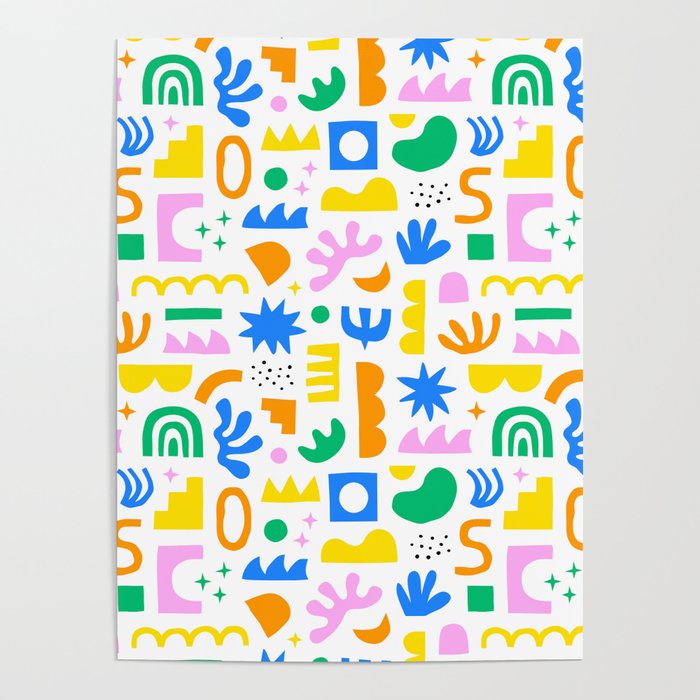 Colorful abstract organic shape art pattern Poster Gallery Image 1
