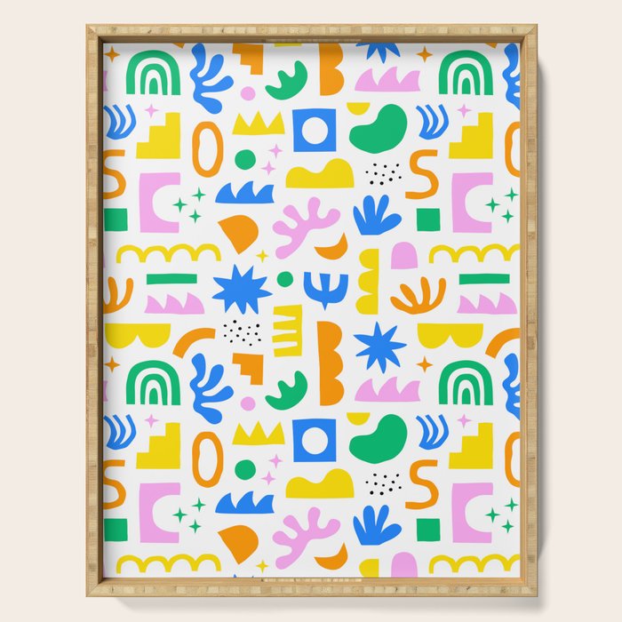 Colorful abstract organic shape art pattern Serving Tray Gallery Image 1
