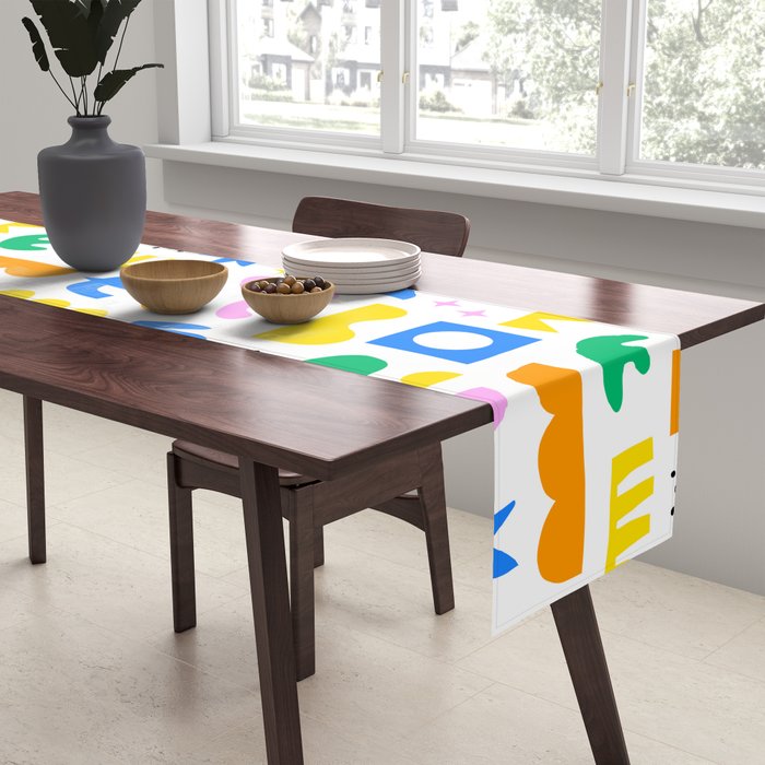 Colorful abstract organic shape art pattern Table Runner Gallery Image 2