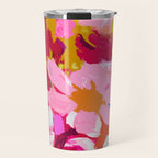 Abstracted Flower Painting in Hot Pink, red, spring green Travel Mug Gallery Image 1