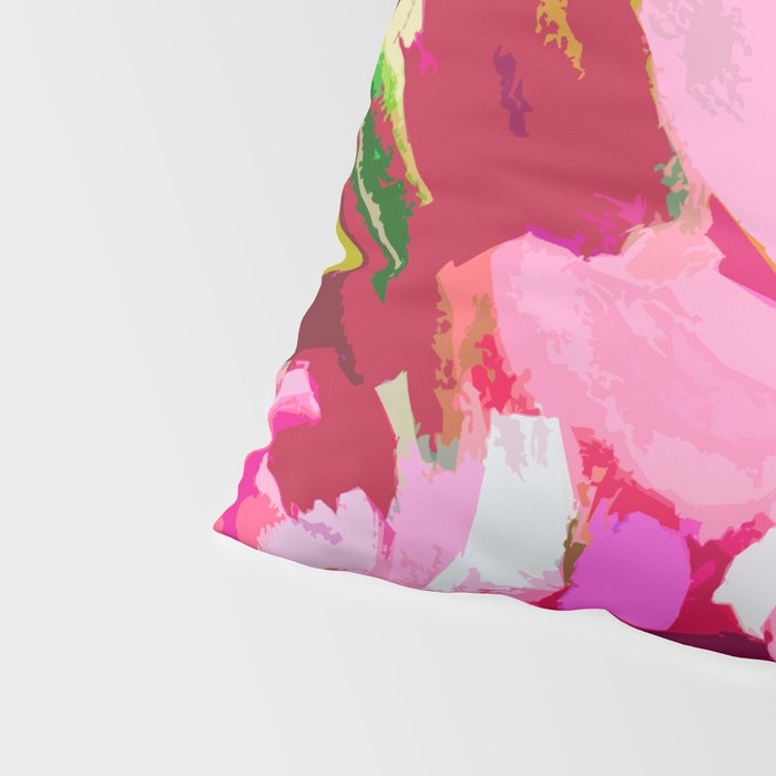 Abstracted Flower Painting in Hot Pink, red, spring green Pillow Sham Gallery Image 4
