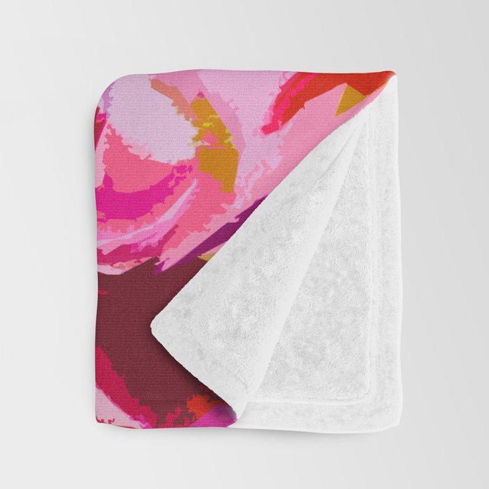 Abstracted Flower Painting in Hot Pink, red, spring green Throw Blanket Gallery Image 3