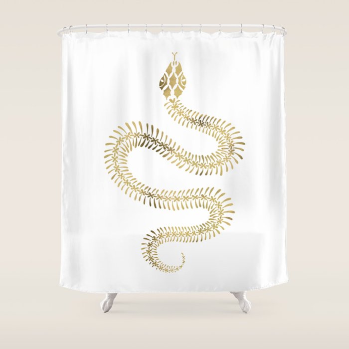 Snake Skeleton - Gold Shower Curtain Gallery Image 1