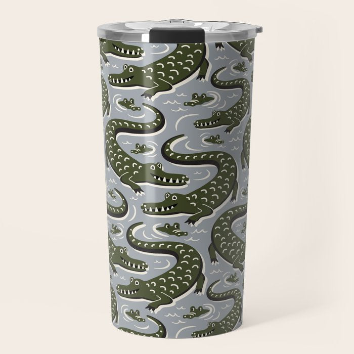 Alligator - Down In The Bayou - Grey Travel Mug Gallery Image 1