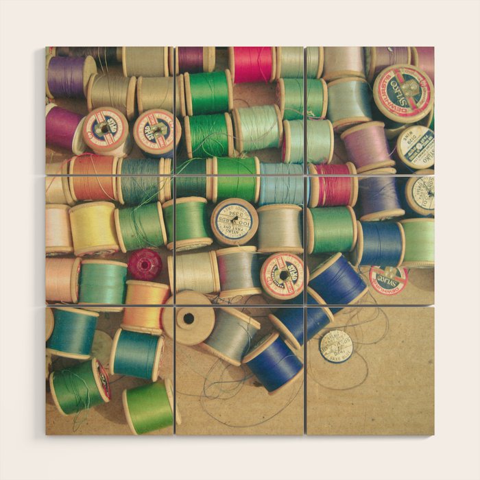 Cotton Reels Wood Wall Art Gallery Image 1