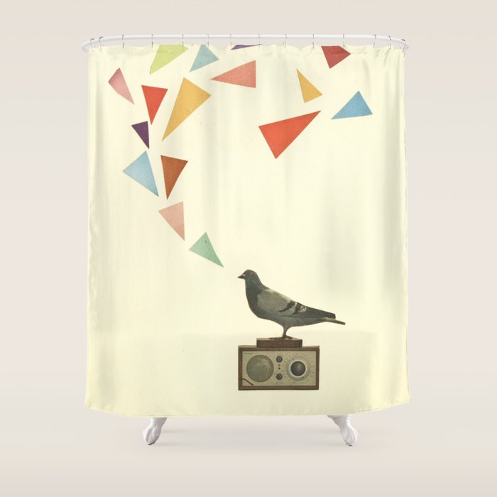 Pigeon Radio Shower Curtain Gallery Image 1