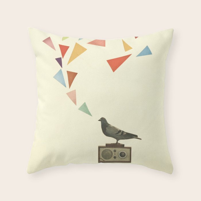 Pigeon Radio Throw Pillow Gallery Image 6