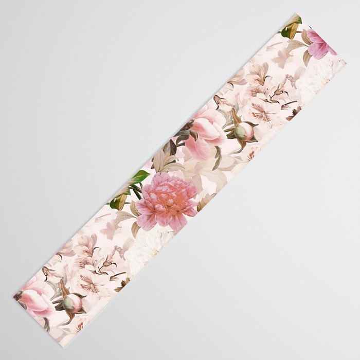 Vintage And Shabby Chic- Pink  Summer Peonies Antique Botanical Flower Garden Table Runner Gallery Image 3