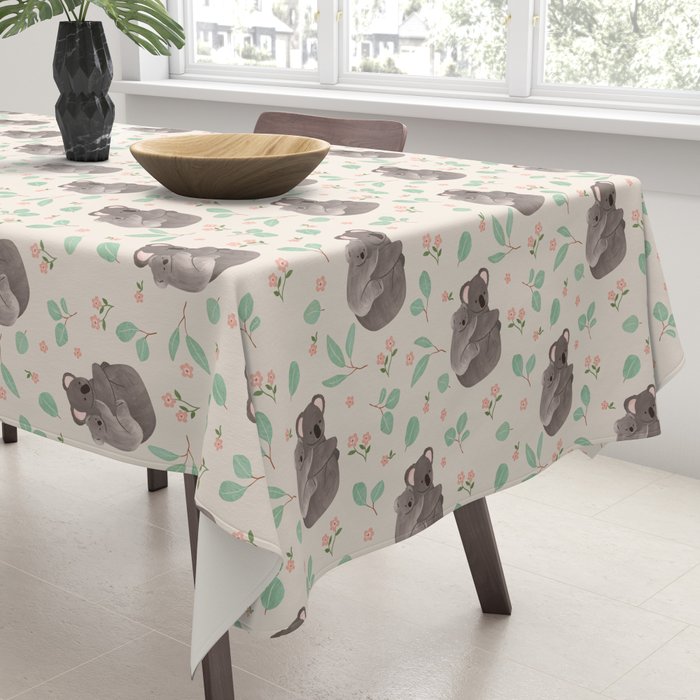 Koala and Eucalyptus Pattern Tablecloth Gallery Image 3