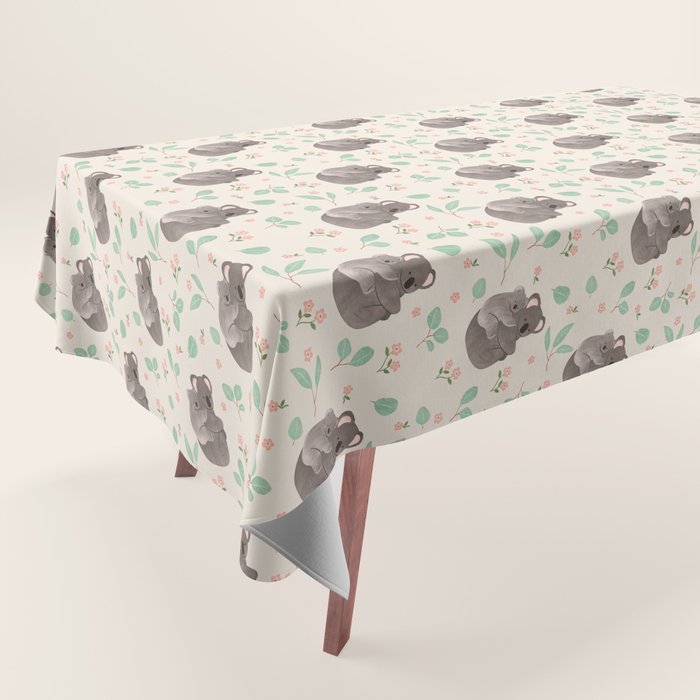 Koala and Eucalyptus Pattern Tablecloth Gallery Image 1