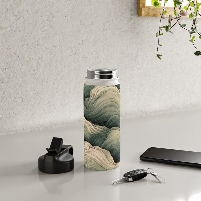 Japanese Painting Wabi Sabi Art Sage Green Decor Japandi Art Minimalist Wall Art Water Bottle Gallery Image 4