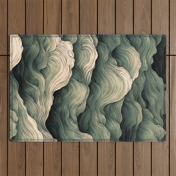 Japanese Painting Wabi Sabi Art Sage Green Decor Japandi Art Minimalist Wall Art Outdoor Rug Gallery Image 1