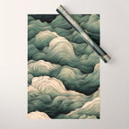 Japanese Painting Wabi Sabi Art Sage Green Decor Japandi Art Minimalist Wall Art Wrapping Paper Gallery Image 1
