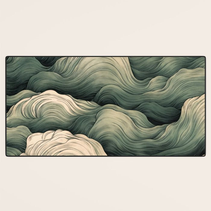 Japanese Painting Wabi Sabi Art Sage Green Decor Japandi Art Minimalist Wall Art Desk Mat Gallery Image 3