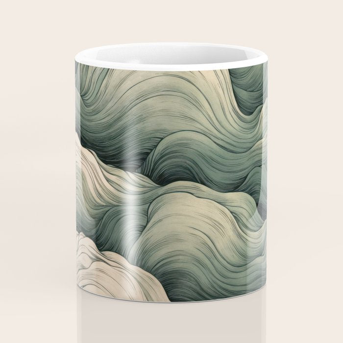 Japanese Painting Wabi Sabi Art Sage Green Decor Japandi Art Minimalist Wall Art Coffee Mug Gallery Image 4