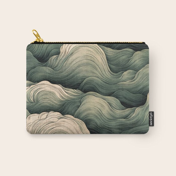 Japanese Painting Wabi Sabi Art Sage Green Decor Japandi Art Minimalist Wall Art Carry All Pouch Gallery Image 1