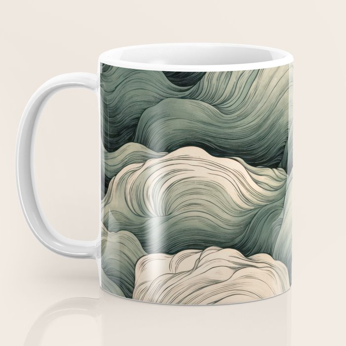 Japanese Painting Wabi Sabi Art Sage Green Decor Japandi Art Minimalist Wall Art Coffee Mug Gallery Image 3