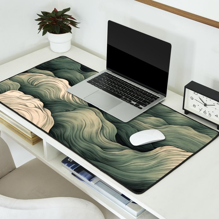 Japanese Painting Wabi Sabi Art Sage Green Decor Japandi Art Minimalist Wall Art Desk Mat Gallery Image 2