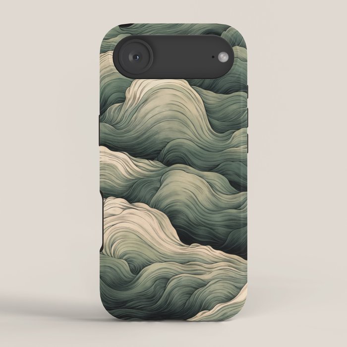 Japanese Painting Wabi Sabi Art Sage Green Decor Japandi Art Minimalist Wall Art iPhone Case Gallery Image 2