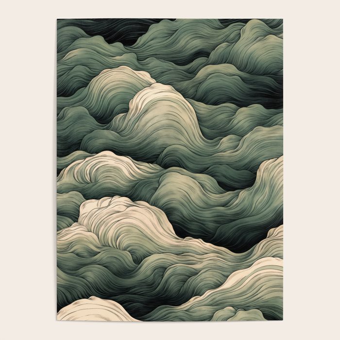 Japanese Painting Wabi Sabi Art Sage Green Decor Japandi Art Minimalist Wall Art Poster Gallery Image 4